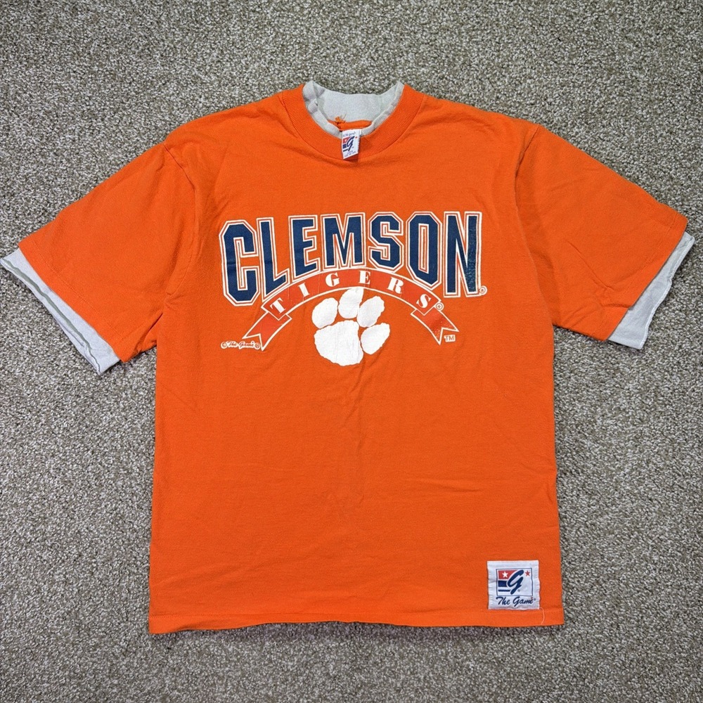 Vintage 90s Clemson Tigers Shirt Large Double Layer The Game USA Made Classic
